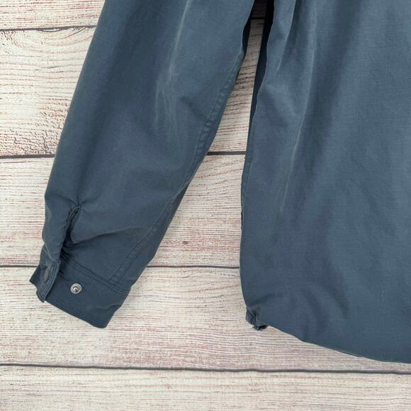 Eddie Bauer Flannel Lined Snap Down Jacket Mens Medium Navy Blue - Picture 16 of 16